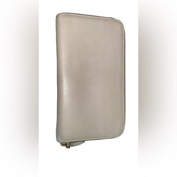 Prada Saffiano Ribbon Leather Zip Wallet Mint Green Color - Picture 2 of 9